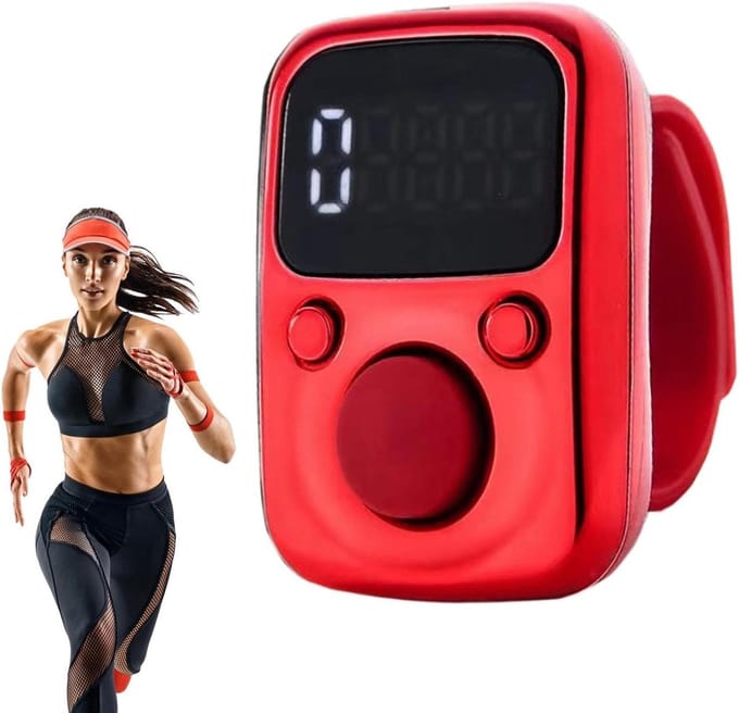 Digitale Vingerteller - Handteller Clicker - Activiteiten Tellen - Waterdicht Ontwerp - 3.3 x 2.5 cm - Rood