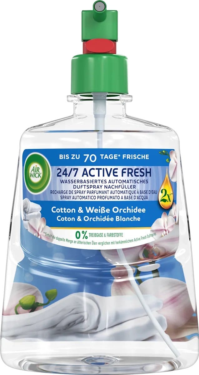 AirWick Luchtverfrisser Active Fresh - Katoen & Witte Orchidee - Navulling, 228 ml