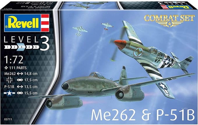 Revell Modelbouwpakket Vliegtuigen - 03711 Combat Set Messerschmitt Me262 - P-51B Mustang Plastic - 1:72 - Modelbouw