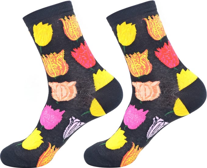 Robin Ruth - Tulpen - Zwart - Dames sok - Maat 36-42