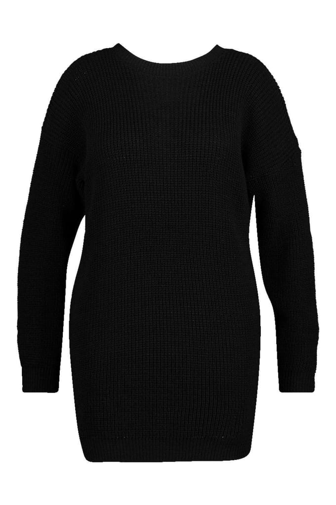 boohoo Dames Plus Ronde Hals Truitjurk | Black | Maat: 22