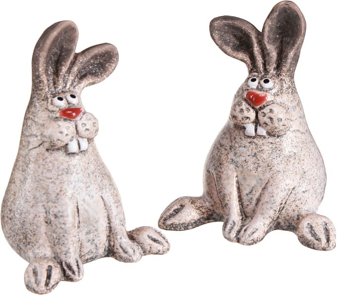 Paashaas Keramiek Grappig Decoratief Konijn Bruin H7cm 6 st, 6 Stück