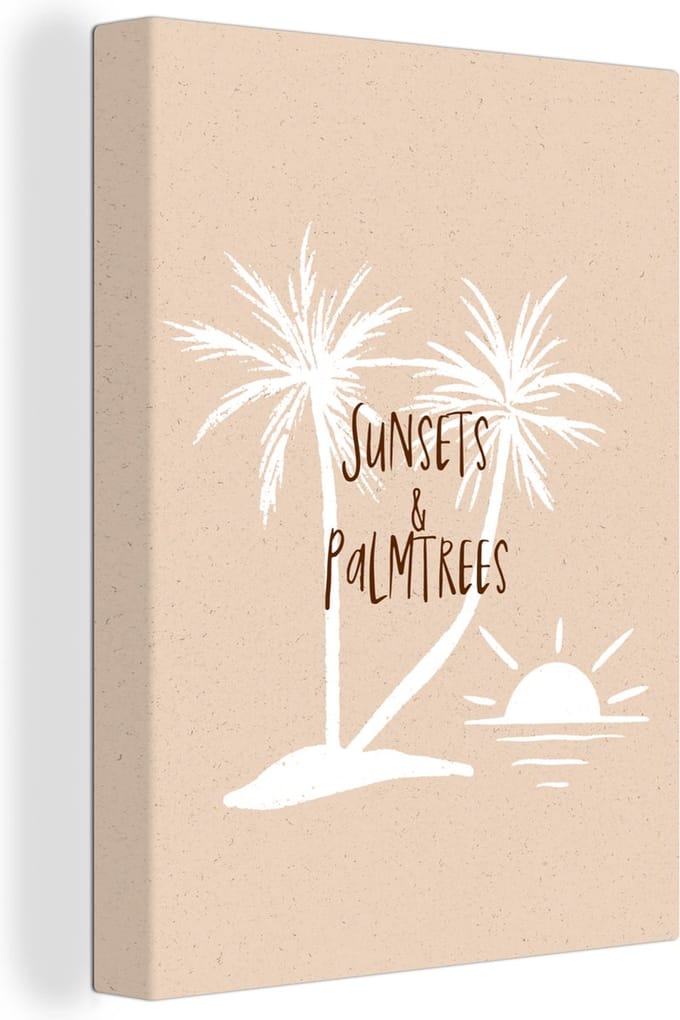 Canvas Schilderij Spreuken - Quotes - Sunsets & palmtrees - 60x80 cm - Wanddecoratie