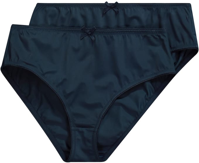 Ulla Popken - Dames - Slips set van 2 microvezel - Nachtblauw - Maat 46+