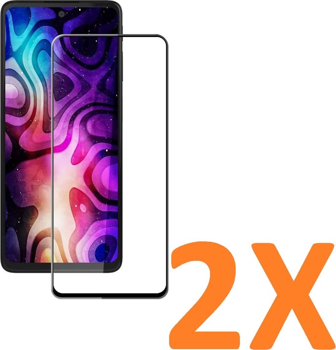 Screenprotector Glas - Full Coverage Tempered Glass Screen Protector [volledige dekking] Geschikt voor: Motorola Moto G51  - 2x