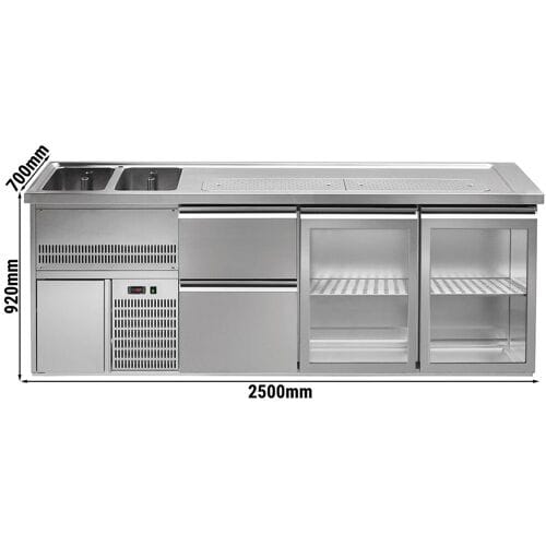 GGM Gastro Biertheke Premium PLUS - 2500x700mm - 2 Glastüren & 2 Schubladen