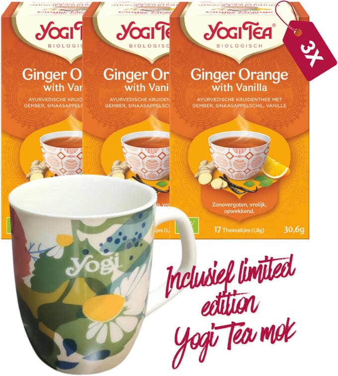 Yogi Tea Ginger Orange with Vanilla - 3 pakjes - inclusief limited edition Yogi Tea mok