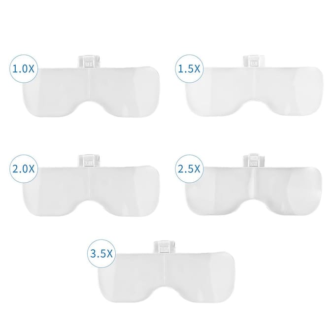 LED-verlichte hoofdbandloep 5 afneembare lenzen 1,0X-3,5X verwisselbaar oplaadbaar Type 2