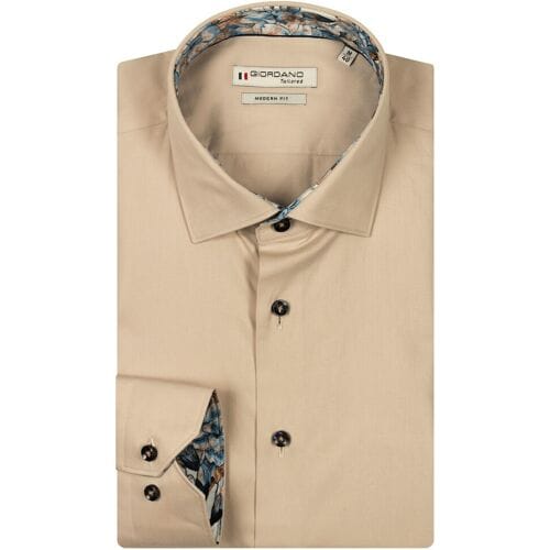 Giordano Overhemd Maggiore Plain Satin Semi Cutaway Collar Kitt / male