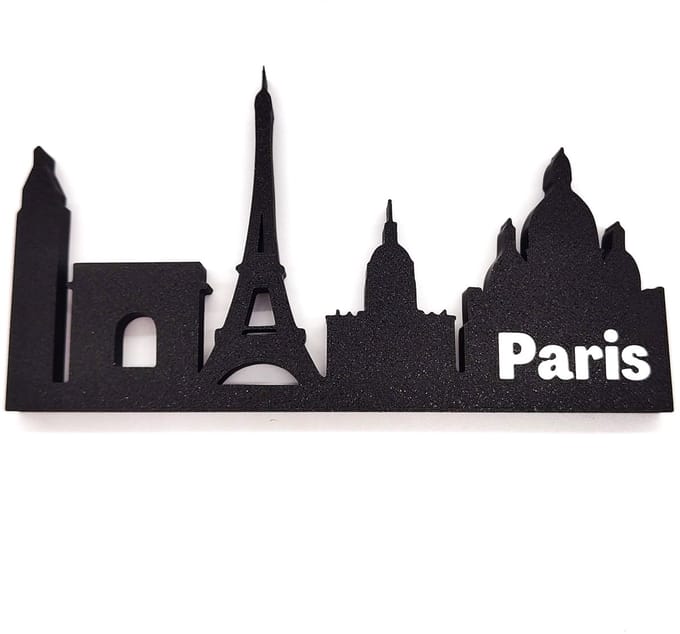 Paris Skyline Silhouet – Stad Decoratie 3D Print Zwart Eiffeltoren