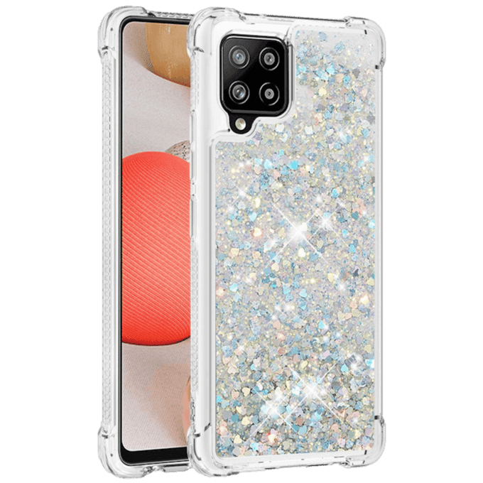 Mocaa Samsung Galaxy A42 Valbestendig Glitter Hoesje  Zilver