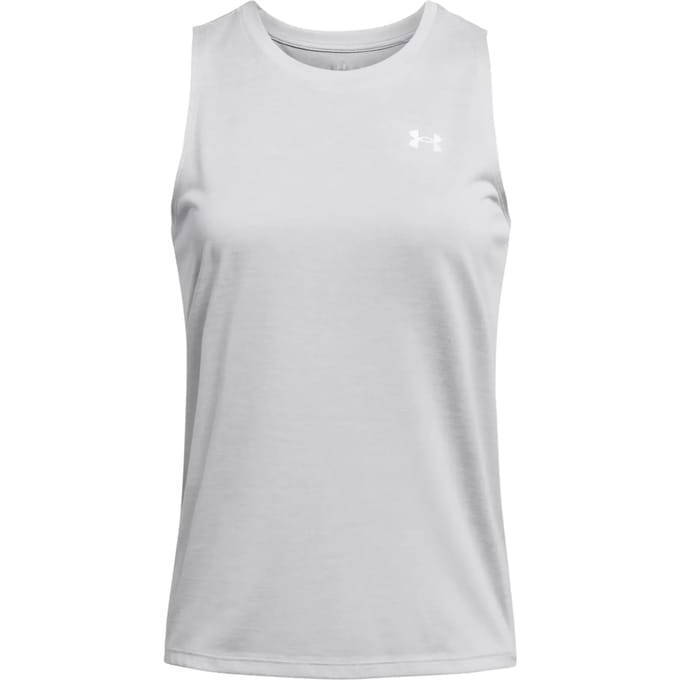 Under Armour Tech Tank Twist-GRY Dames Sportshirt - Halo Grijs / Wit