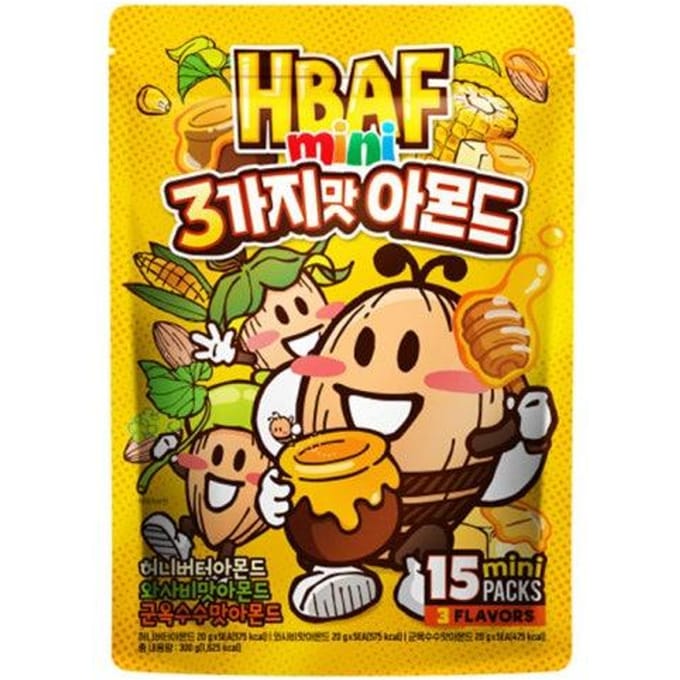 HBAF BAF Mini Verschillende Types Amandel 15/20 Pakken 20g (5 opties) 3 Type (20g x 15ea) brown