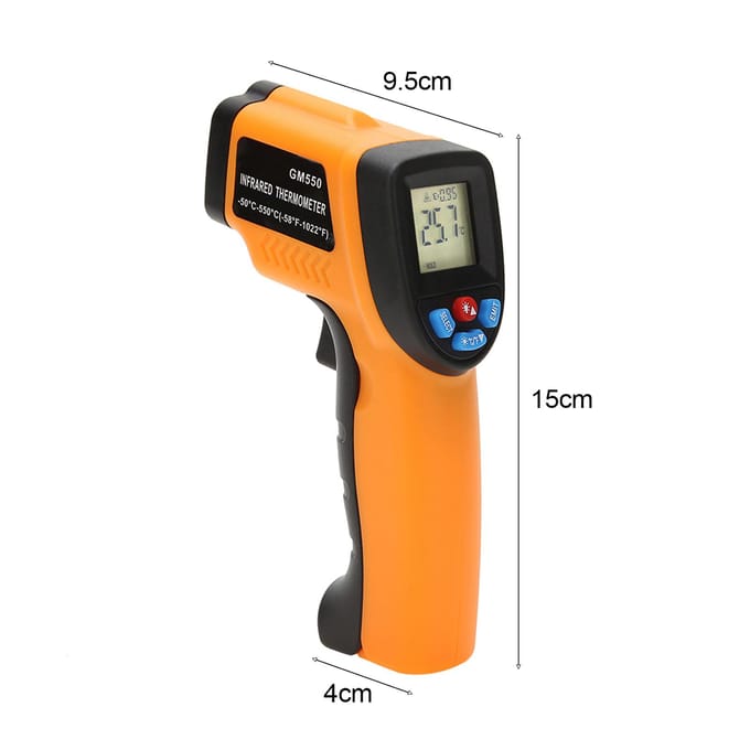 Draagbare contactloze digitale infraroodthermometer Pyrometer Aquarium LCD-laserthermometer Buiten oranje