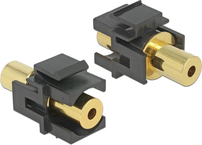Keystone module 3,5mm Jack (v) - 3,5mm Jack (v) - 4-polig verguld / zwart
