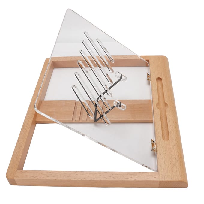 Support de tablette avec emplacement pour crayon 5 réglages d'angle Support de bureau en bois pour tablette pour dessiner, lire, taper white