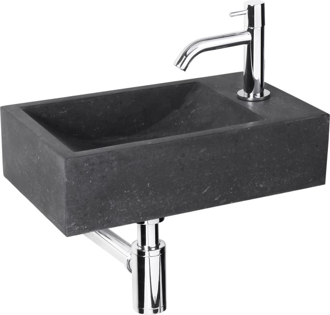 Fonteinset Parta Bombai Black Natuursteen Wasbak 40 X 23 X 11 Cm