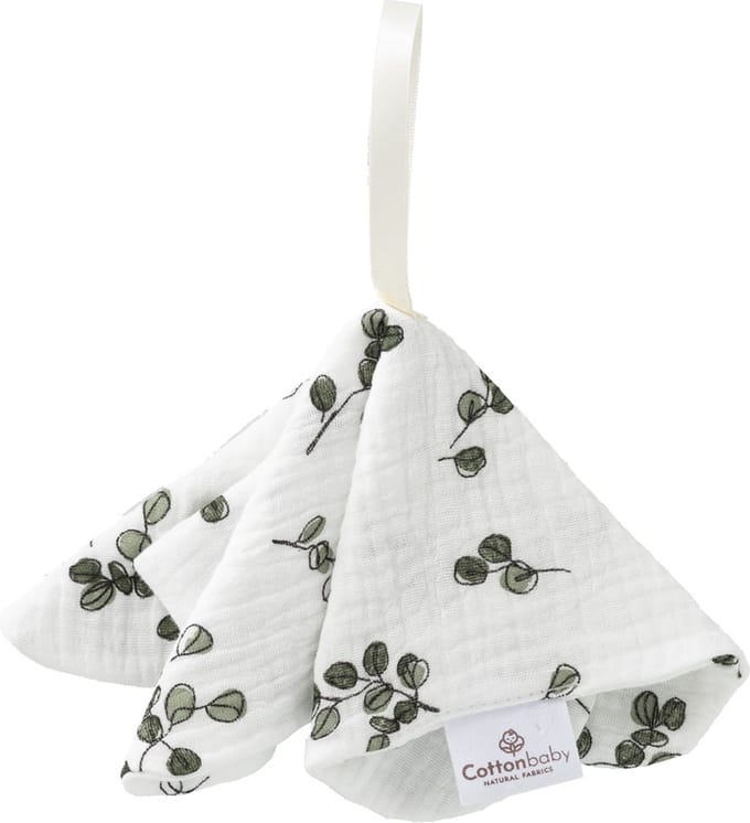 Cottonbaby speendoekje - soft - green leaves - wit/groen