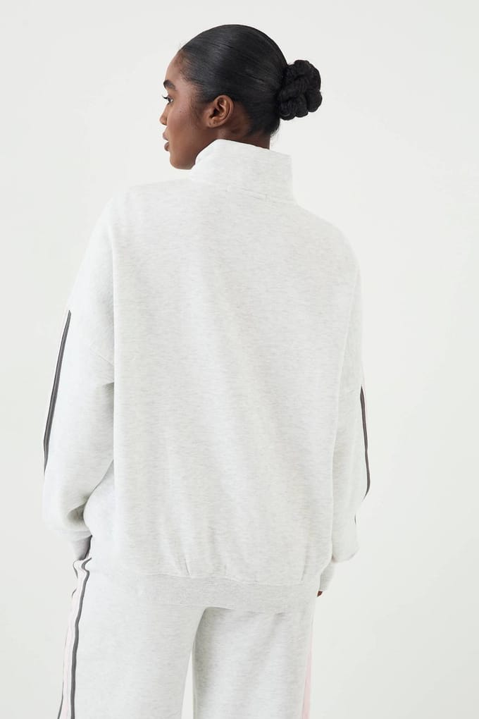 Dames DSGN Studio Sport Colour Block Funnel Neck Zip Through Sweatshirt | Asgrijs | Maat: Medium