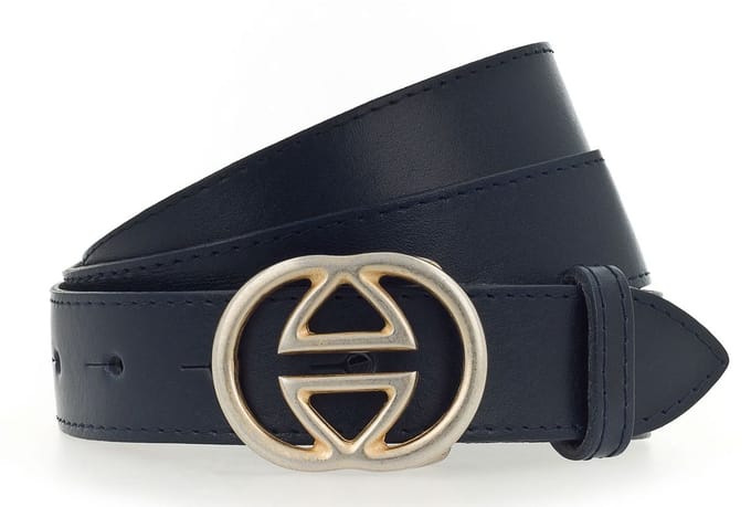 Vanzetti Leren Riem Leather Buckel Belt W100 Marine Donkerblauw