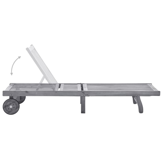 vidaXL - Ligbed - met - kussen - massief - acaciahout - grijs