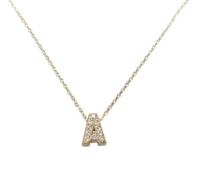 Gouden ketting met A zirkonia hanger