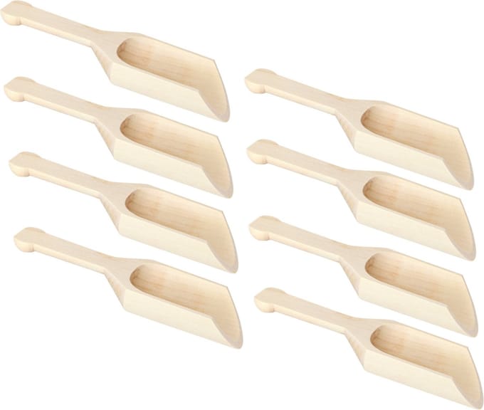Chaks Schep lepeltjes - 8x - hout - beige - 17 x 6 cm