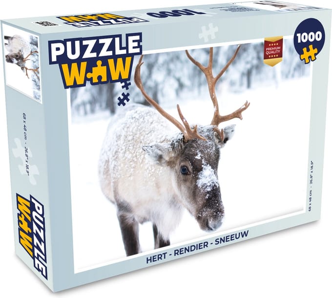 Puzzel Hert - Rendier - Sneeuw - Legpuzzel - Puzzel 1000 stukjes volwassenen