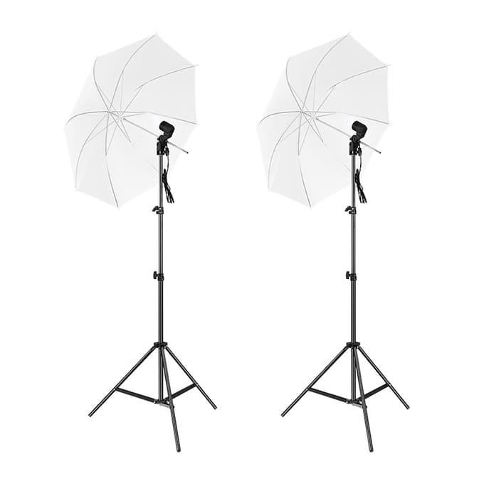 Studio Fotografie Parapluset met 33 Inch Witte Paraplu's * 2 + 2M Metalen Statief Standaards * 2 + E27 EU Plug