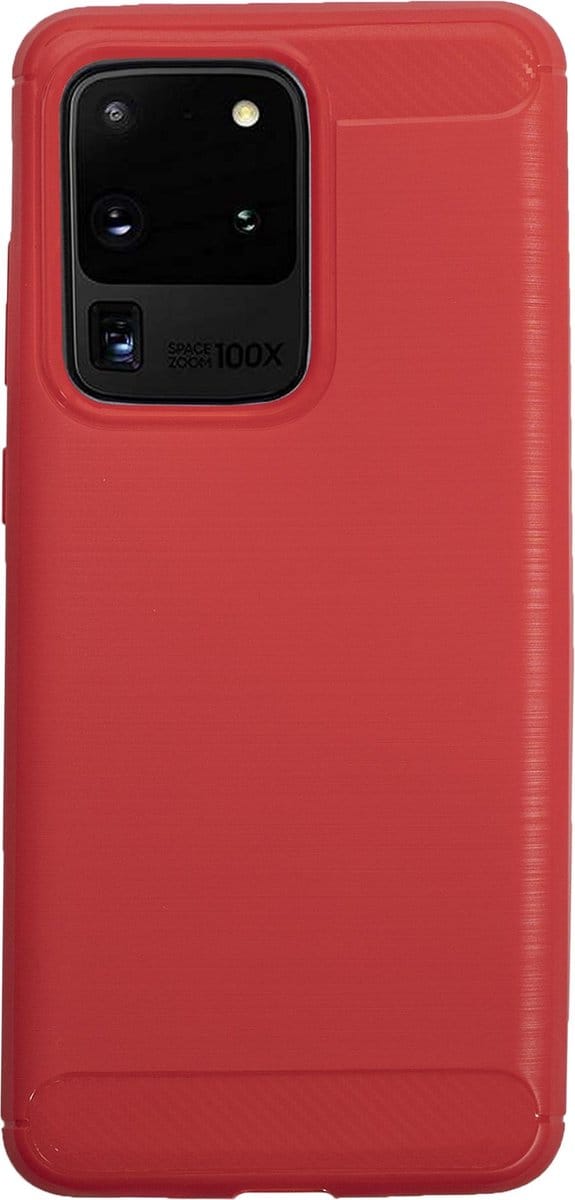BMAX Carbon soft case hoesje geschikt voor Samsung Galaxy S20 Ultra / Soft Cover - Rood