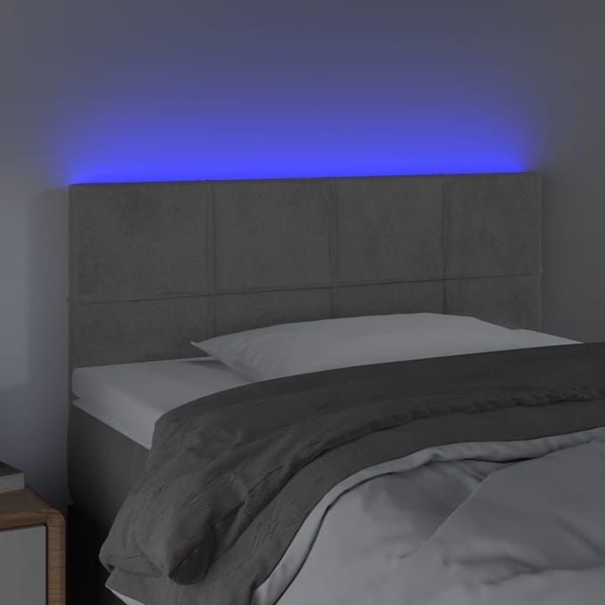vidaXL - Hoofdbord - LED - 100x5x78/88 - cm - fluweel - lichtgrijs