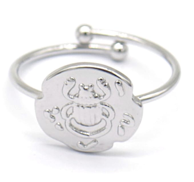 Ring met Scarabee - RVS - One Size - Zilverkleurig