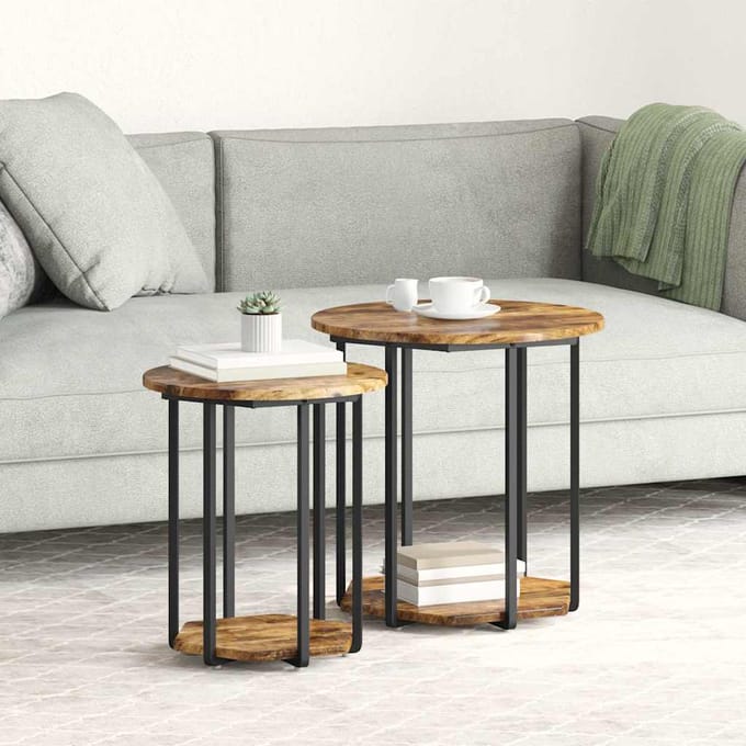 vidaXL - Bijzettafelset - 2 - st - Bruin - 50 - x - 50 - x - 50,5 - cm