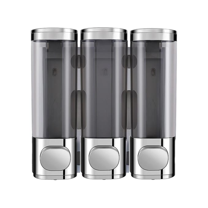 Distributeur de shampoing de douche à 3 chambres, mural, 3x300ml, pompe de douche sans perçage, distributeur de savon pour gray