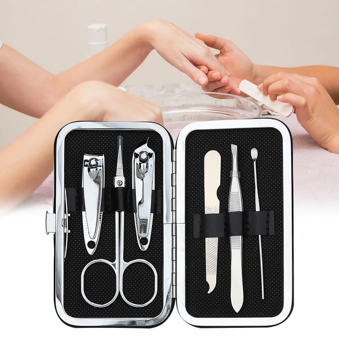 6-delige Manicure Set Nagelschaar Knipper Set Vingernagel Teennagel Pedicure Tool gray