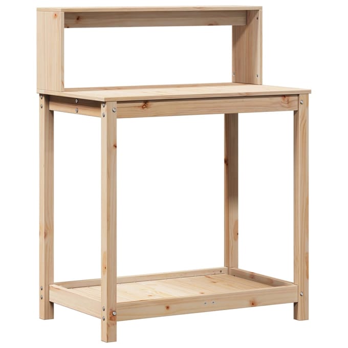 vidaXL - Oppottafel - met - schappen - 82,5x50x109,5 - cm - massief - grenenhout