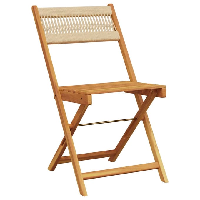 vidaXL - 3-delige - Bistroset - polypropeen - en - massief - hout - beige