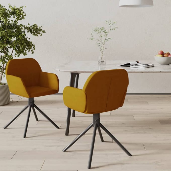 vidaXL - Eetkamerstoelen - draaibaar - 2 - st - fluweel - bruin
