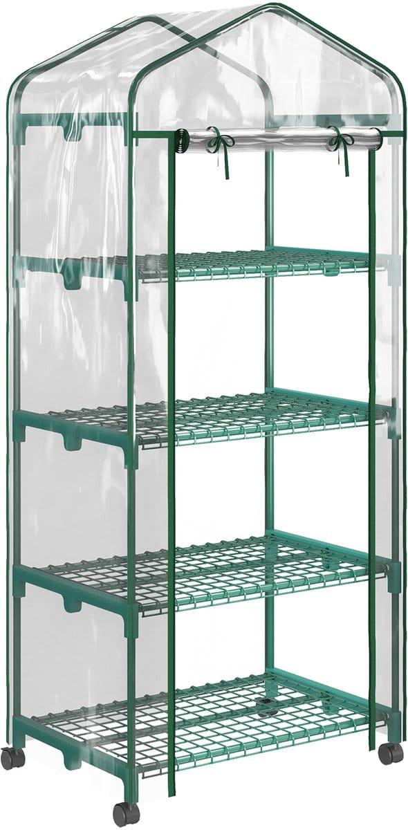 Outsunny opzetkas met schappen en PVC-folie - Plantenkas - Kweekkas - Balkonkas - Transparant