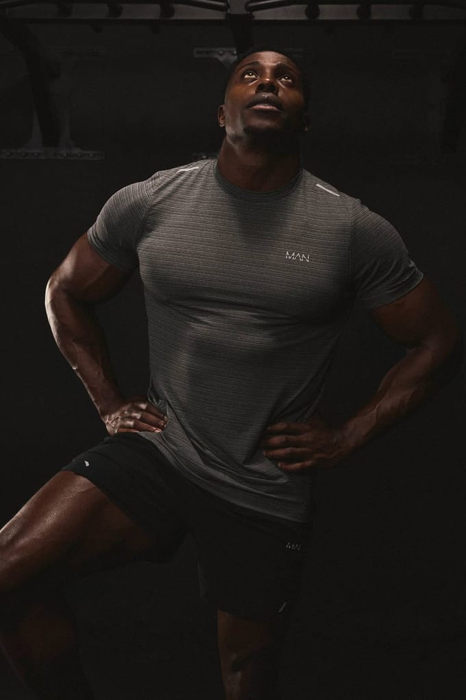 Man Active Engineered Performance Regular Fit Gym T-Shirt | Charcoal | Size Medium