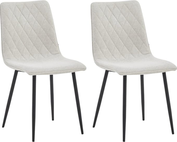 Colenis® - Elise Eetkamerstoel - Set Van 2 - Gebroken Wit - Linnen Stof - Industrieel