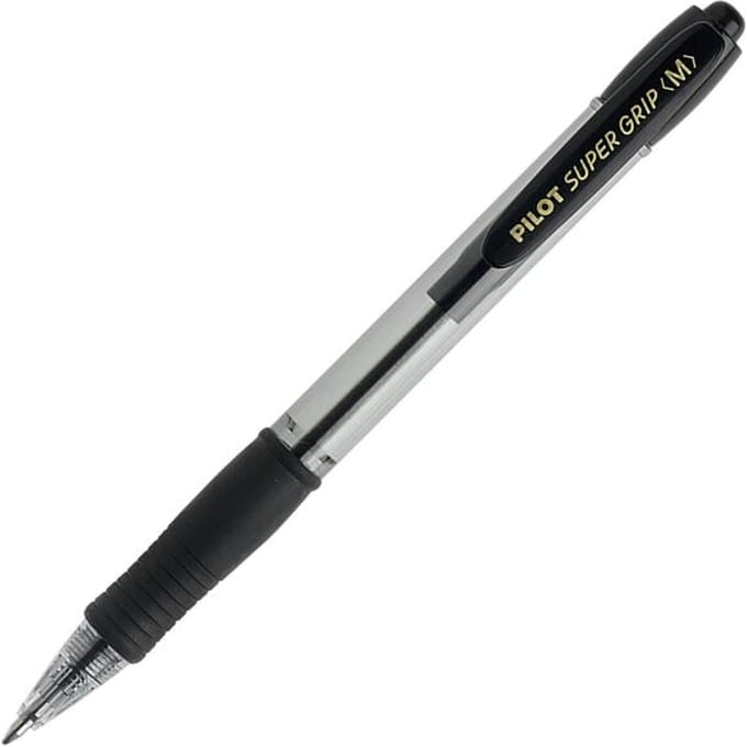 Pilot Balpen Super Grip M 0,3 Mm Navulbaar 14,5 Cm Zwart