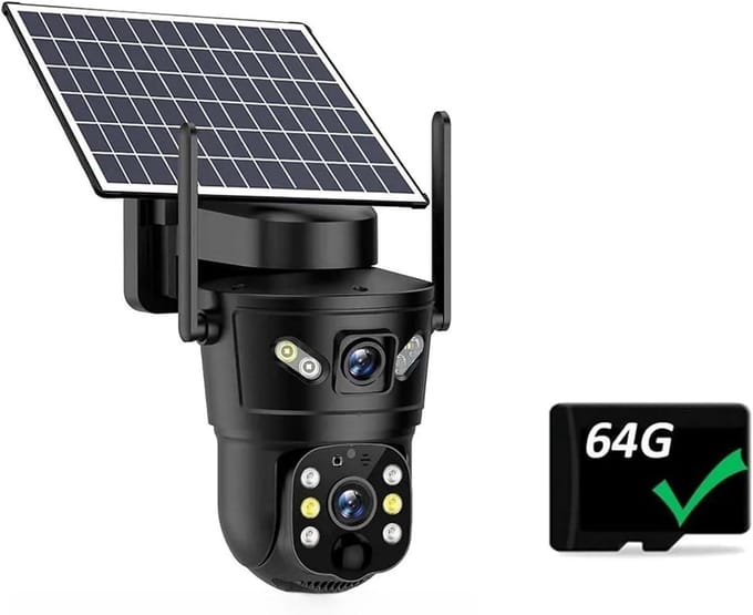 Beveiligingscamera 4G - IP Camera - Huis Bewaken - Dubbele Lens - 8MP 4K - Zwart
