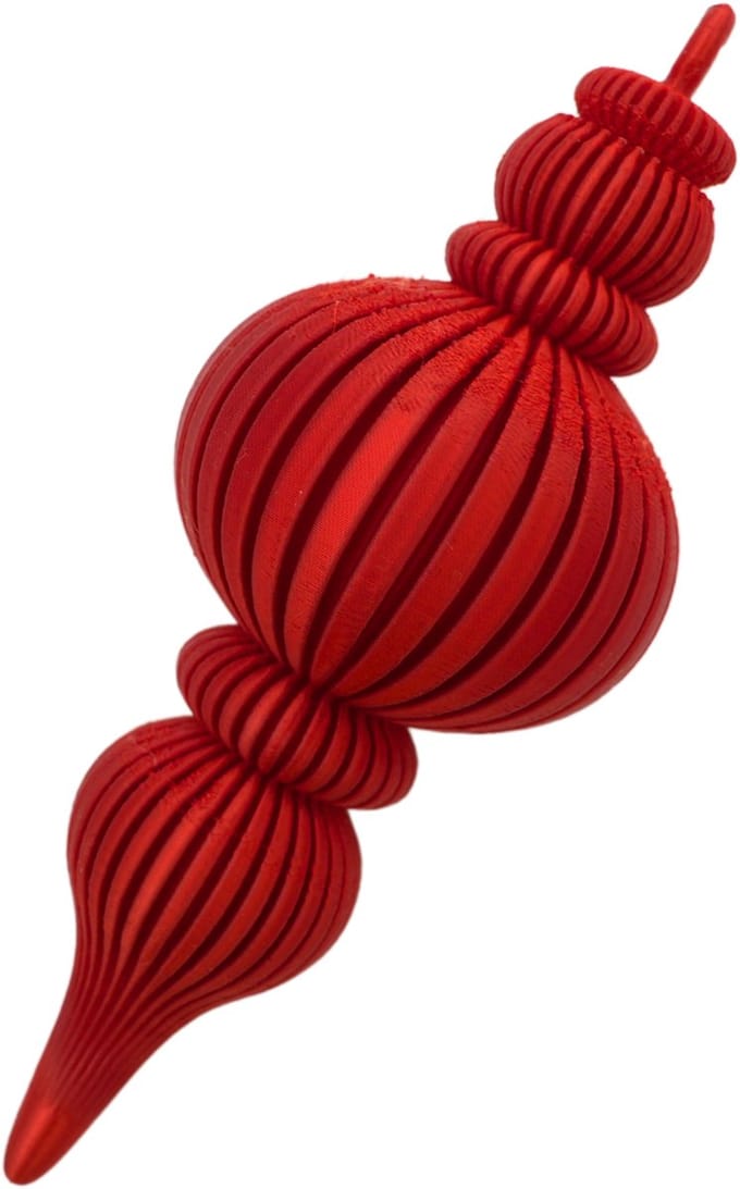 Langwerpige kerstbal – Decoratief object – Zijde Rood - 3 stuks - 3d geprinte object – Winter woondecoratie – 12CM