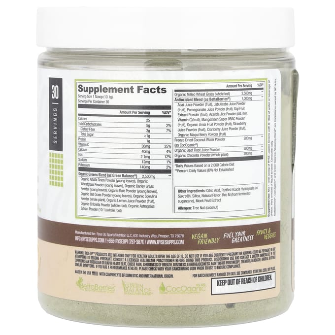 RYSE, Natural Series, Loaded Greens, Orange Burst, 10,7 oz (303 g)