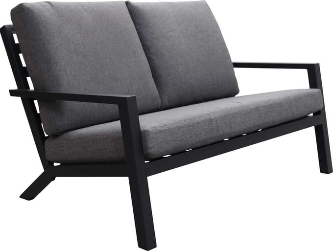 Loungebank Bezano | 2-persoons | Matt Black/Grey | Aluminium