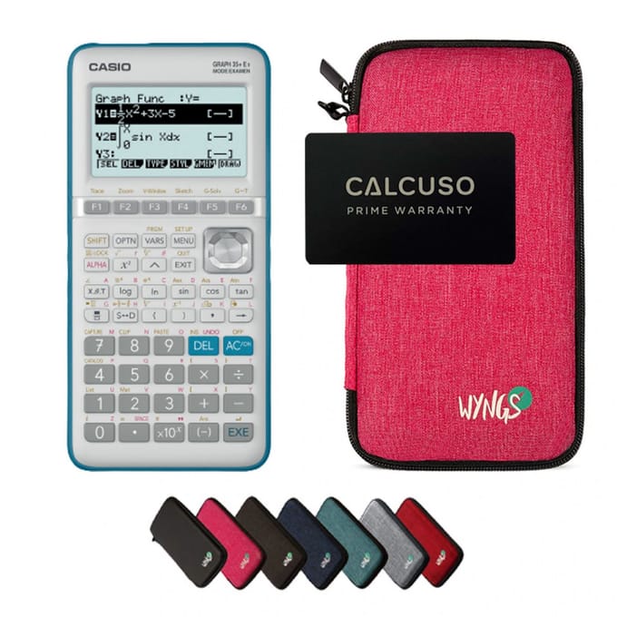 Casio Graph 35+E II incl. WYNGS Beschermhoes Roze - Grafische Rekenmachine - Basis Pakket