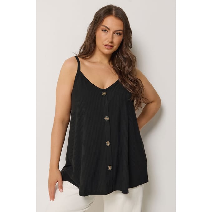 Yours Zwarte Swing Camitop Met Knoopsluiting Size 54-56