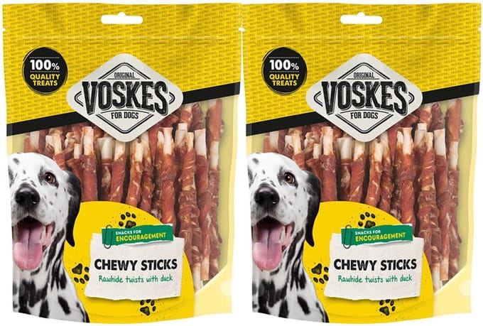 Voskes Hondensnack Rawhide Sticks Eend - 2 x 400 gr - Voordeelverpakking