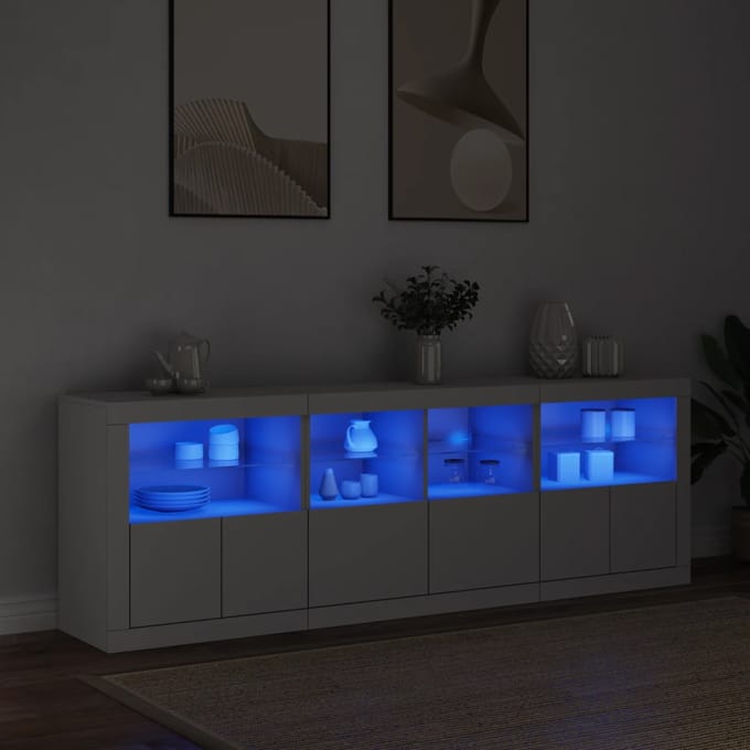 vidaXL - Dressoir - met - LED-verlichting - 202x37x67 - cm - wit